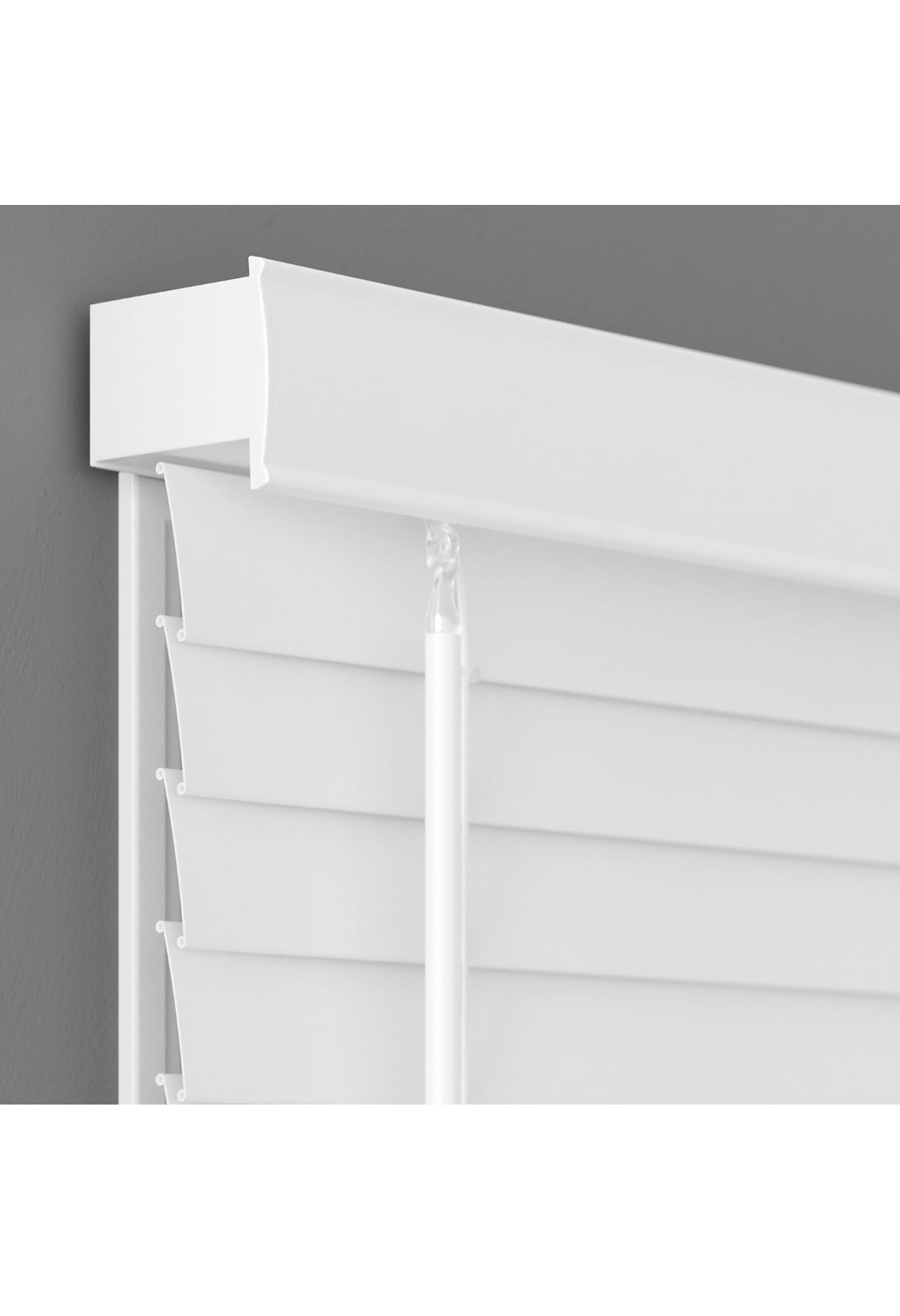 Lumino 2-inch Flat Slat Faux Wood Cordless Room Darkening Blinds, White – 23″ W