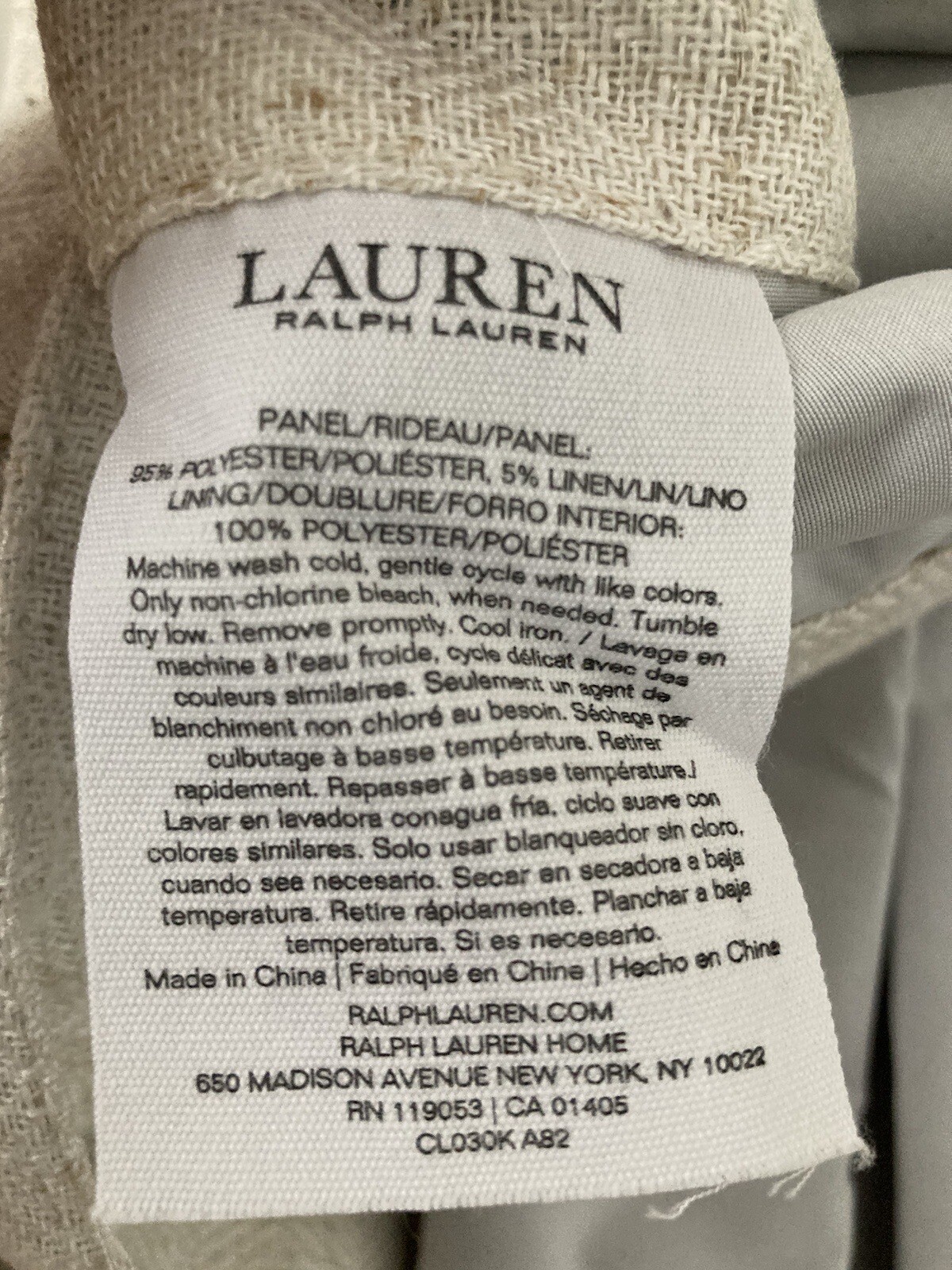 2 Ralph Lauren Back Tab Panels Curtains Blackout Herringbone Natural Beige 108″