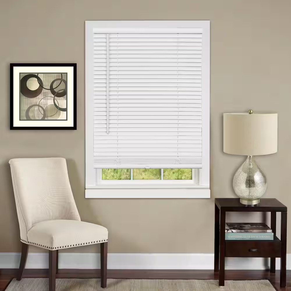 GII Deluxe Sundown White Cordless Room Darkening Vinyl Mini Blind with 1 In. Sla