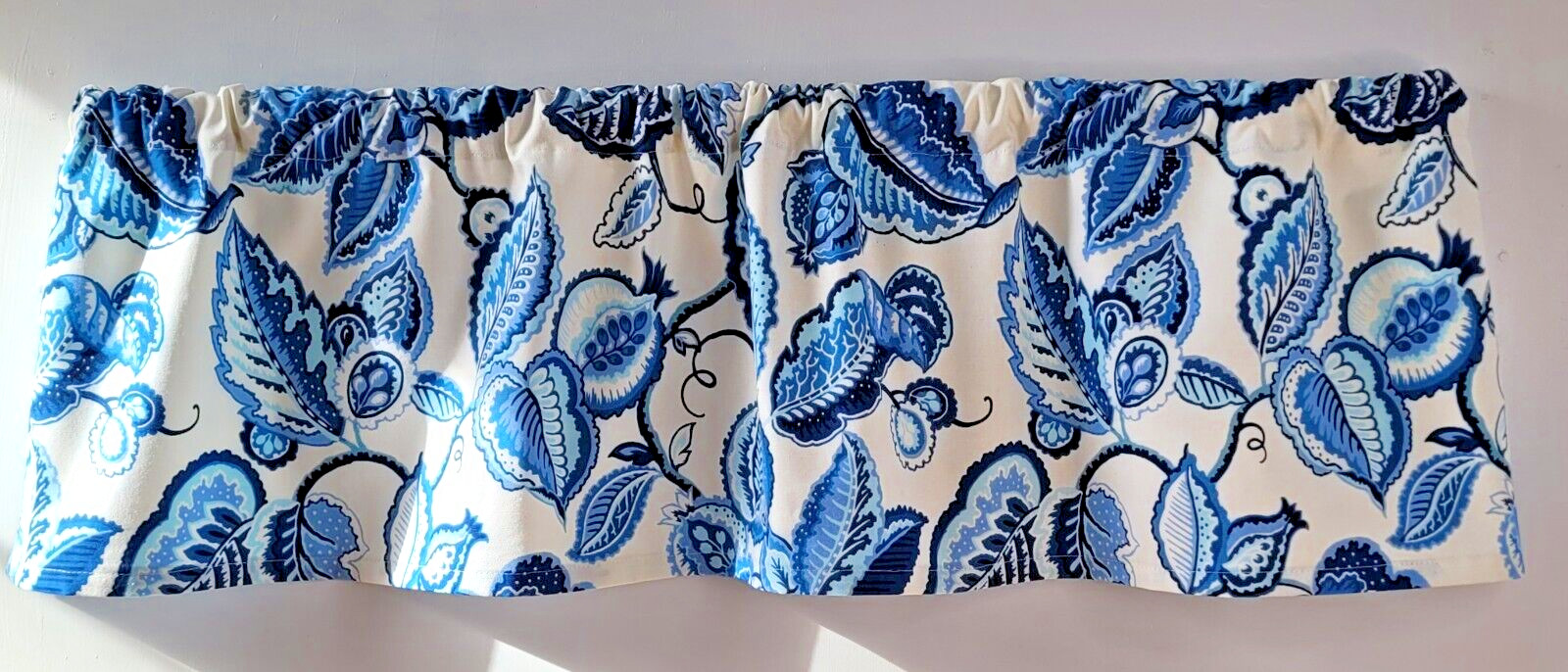 Blue and White Valance, Waverly Fantasy Fleur Valance Curtain