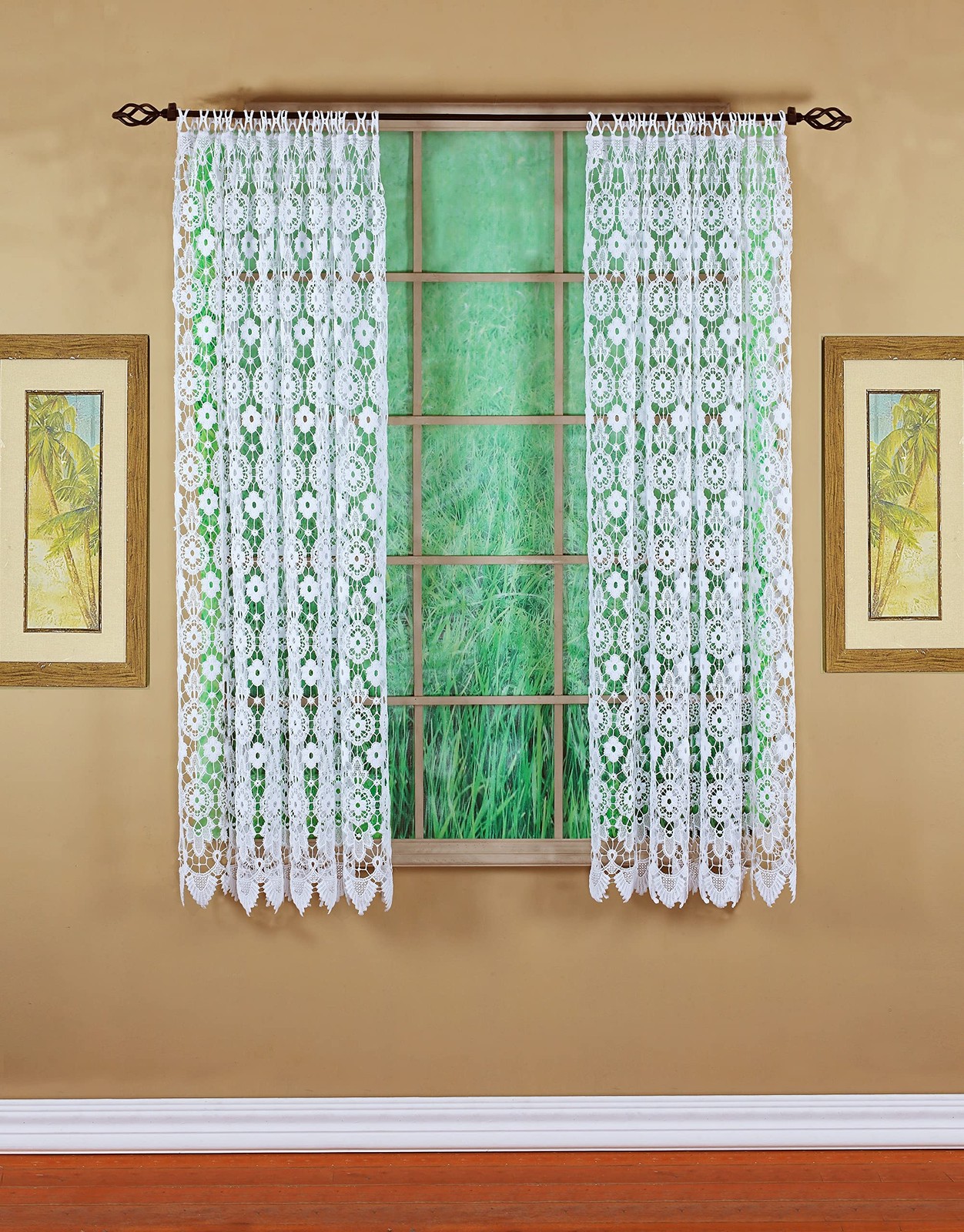 Today’S Curtain Todays Curtain Medallion Macram Panel 63White48W X 63L Lh0106K