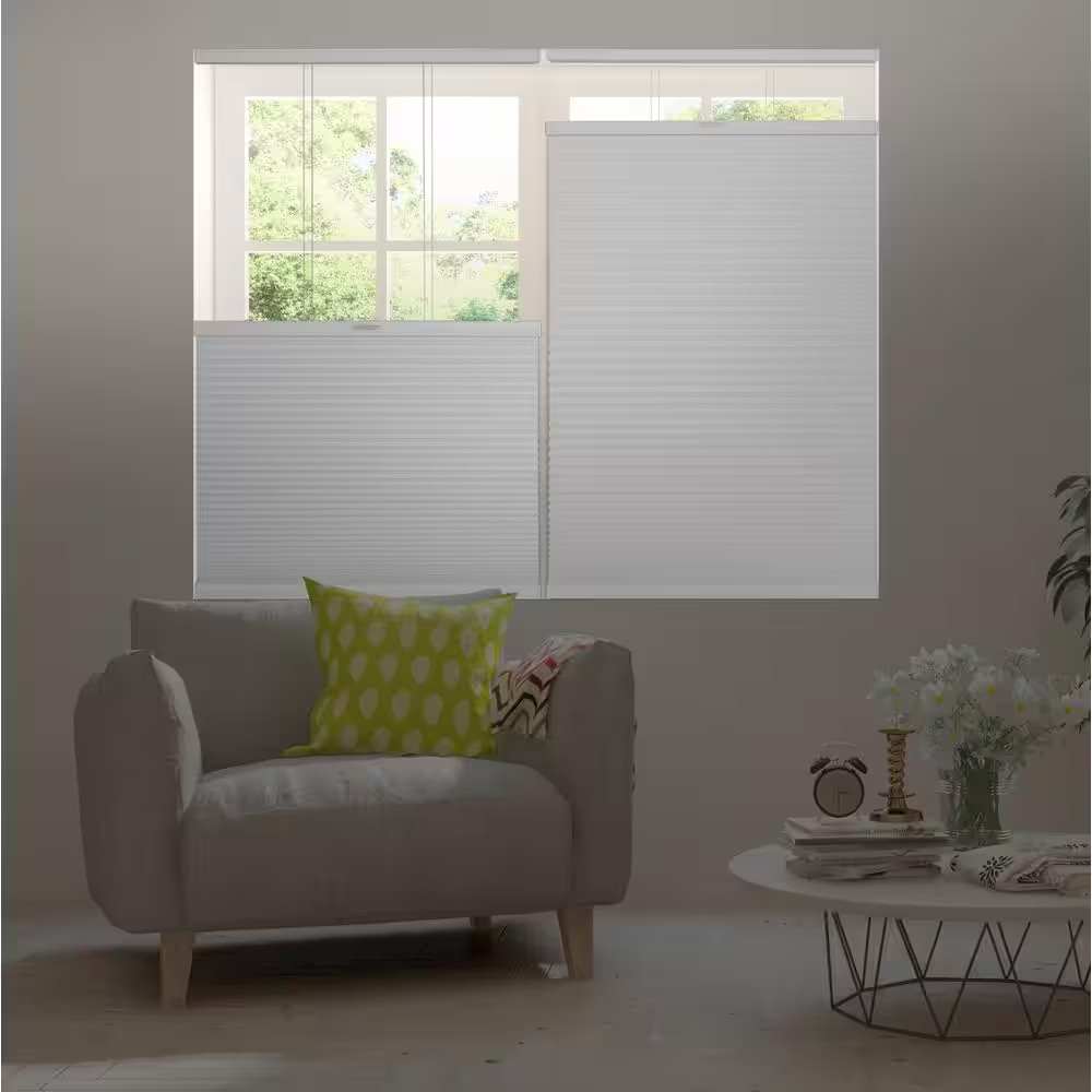 HOME DECORATORS Shadow White Top-Down Bottom-Up Cellular Shade 31 W x 64 L in.