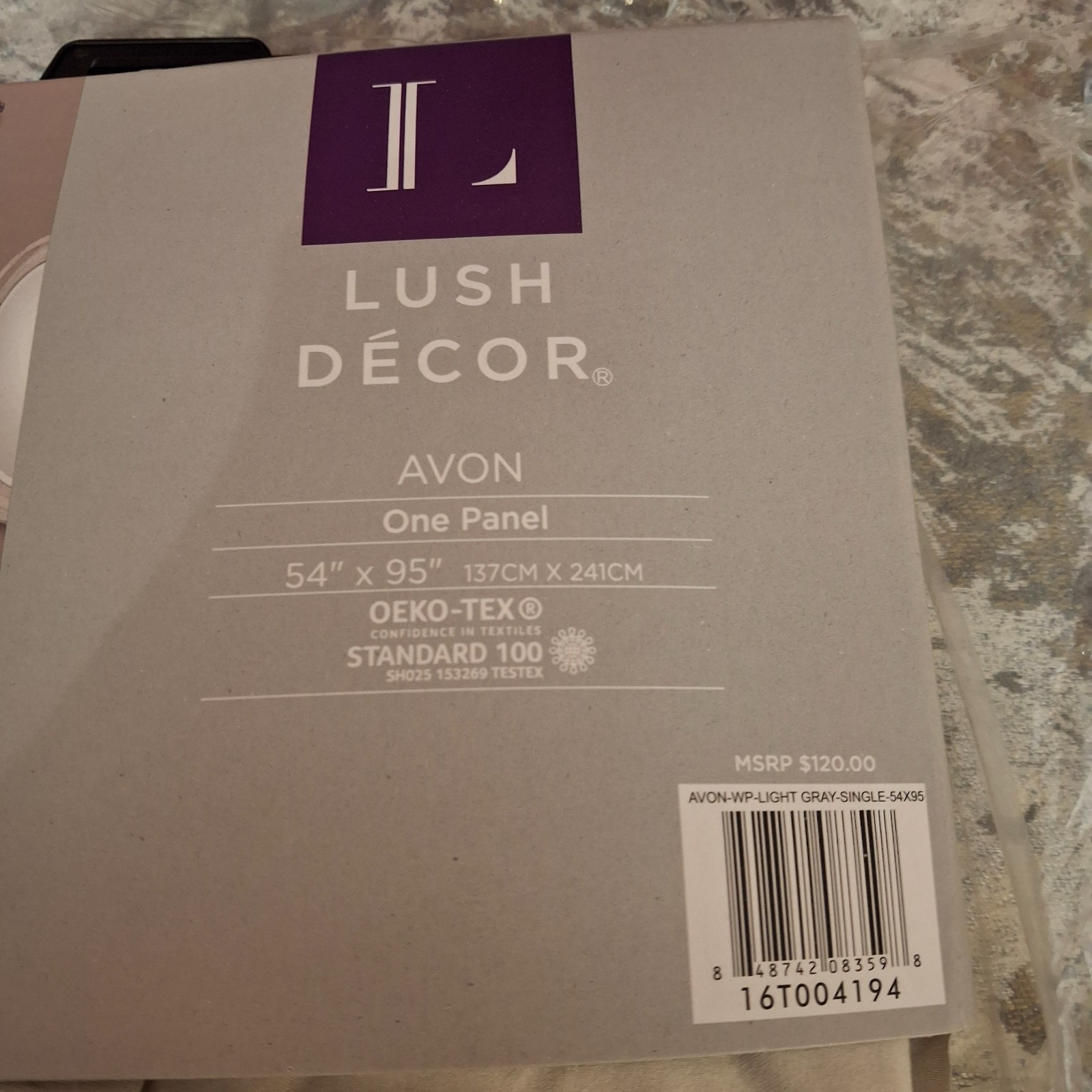 Lush Decor Avon Window Curtain Panel 54″ x 95″ Light Gray Ruffle Rod Pocket