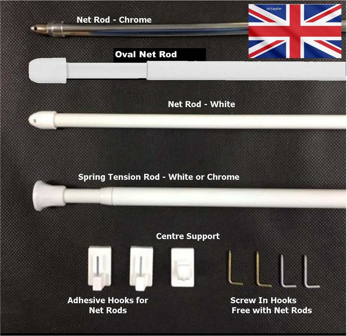 Caravan Motor home Voile Net Curtain Tension Rods or Net Rods Ext Pole 29 sizes