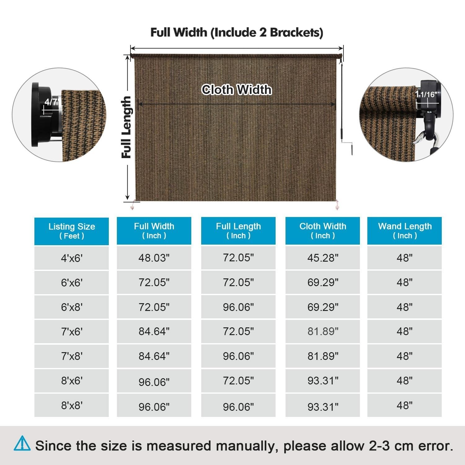 KANAGAWA 8′ x 6′ Mocha Outdoor Roller Shade for Patio