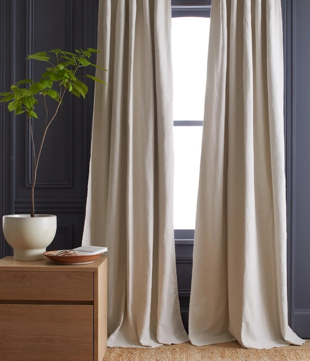 NWOT Quince Cotton Slub 48” X 84” Room Darkening Curtains Set 2 Natural Sand