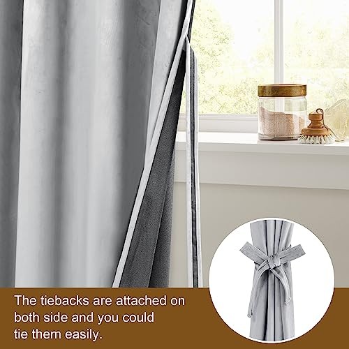 Velvet Curtains Extra Wide – Elegant Thick 60″W x 96″L (Pack of 2) Sliver Grey
