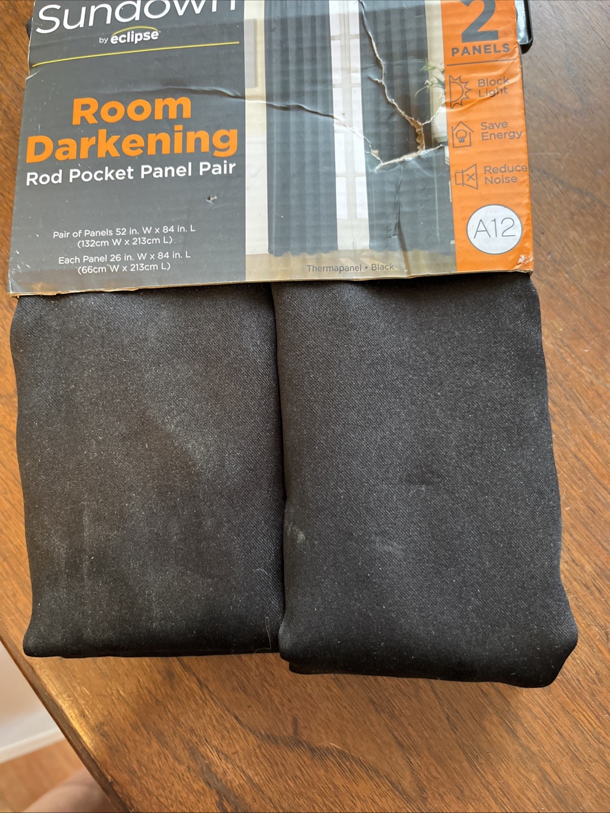 Sundown by Eclipse Room Darkening Window Curtains Set of 2 52″ x 84″ Black (ls)
