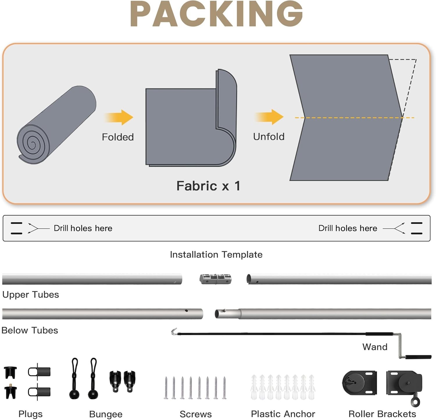 Outdoor Roller Shade 10′ W x 8′ H, Exterior Cordless Patio Shades Roll Up Blinds