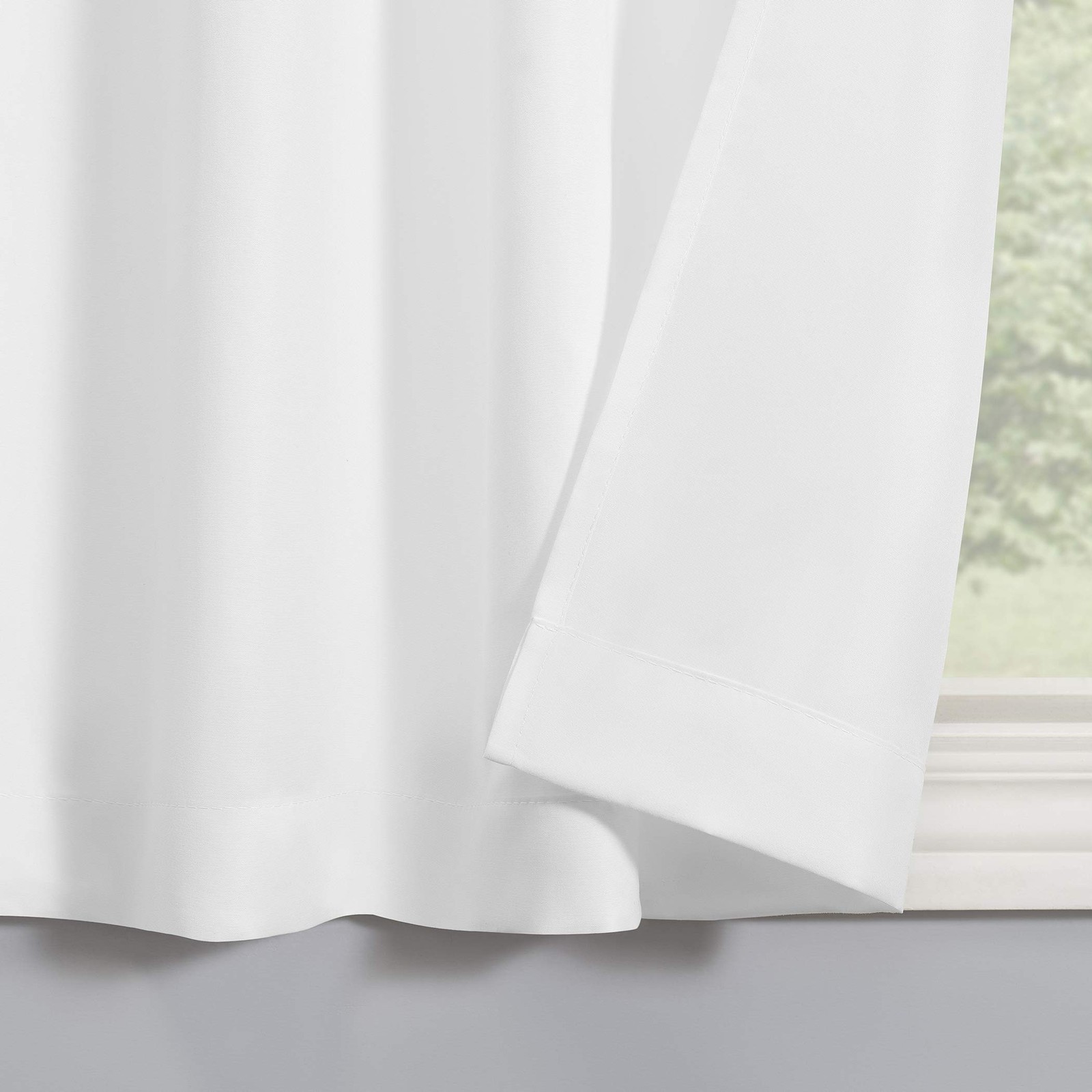 No 918 Martine White Microfiber Semi Sheer Kitchen Curtain Set 24×54 Inches