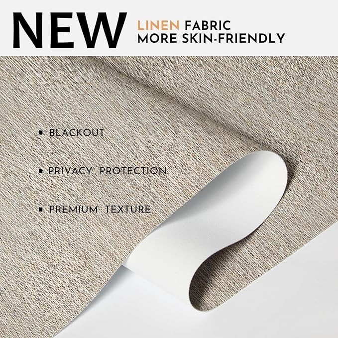 Blackout Light Brown On Sale Linen Natural Woven METechs Cordless Roller Shades