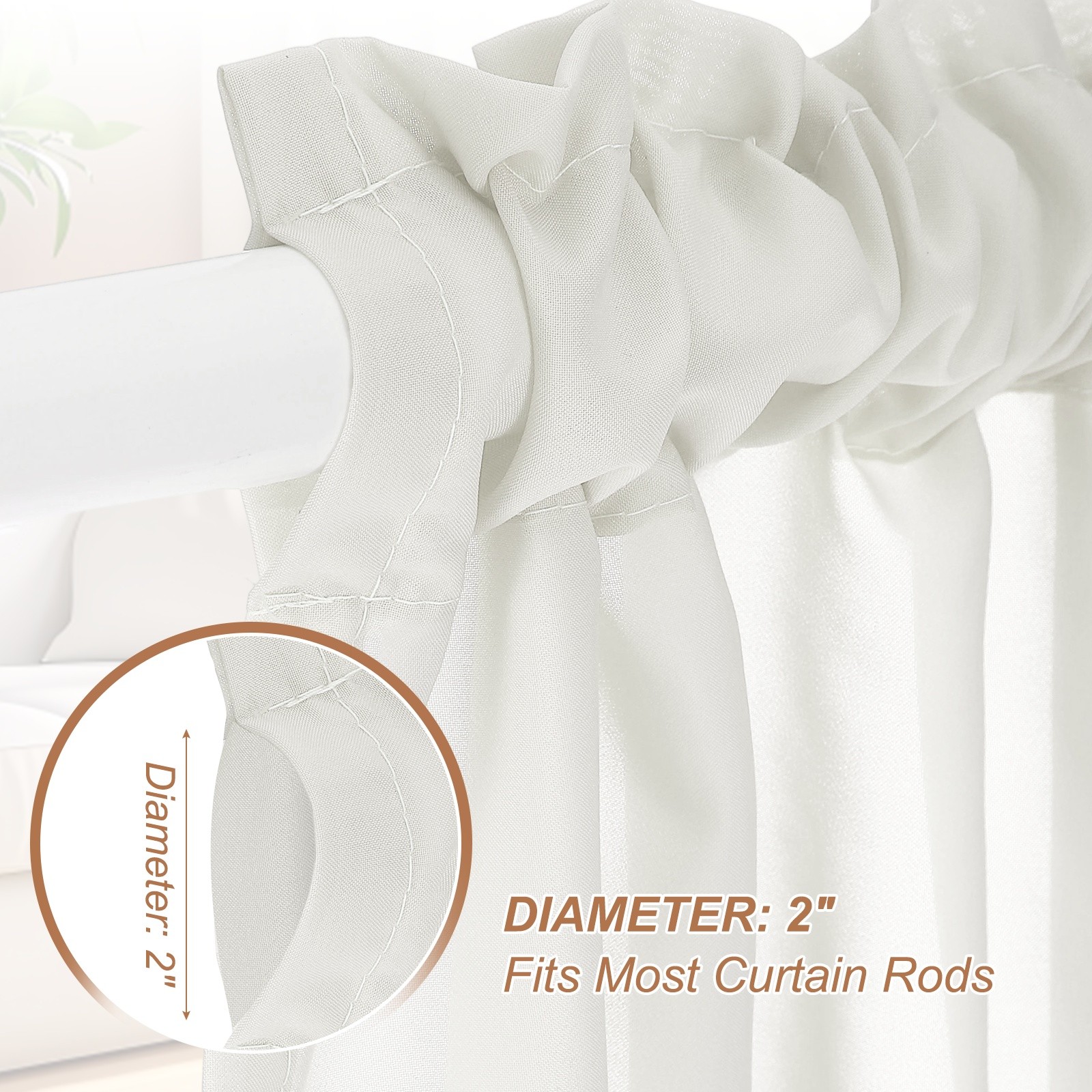 1 Panel Cabinet Curtain, Cream White, 27.5″ W x 39″ l