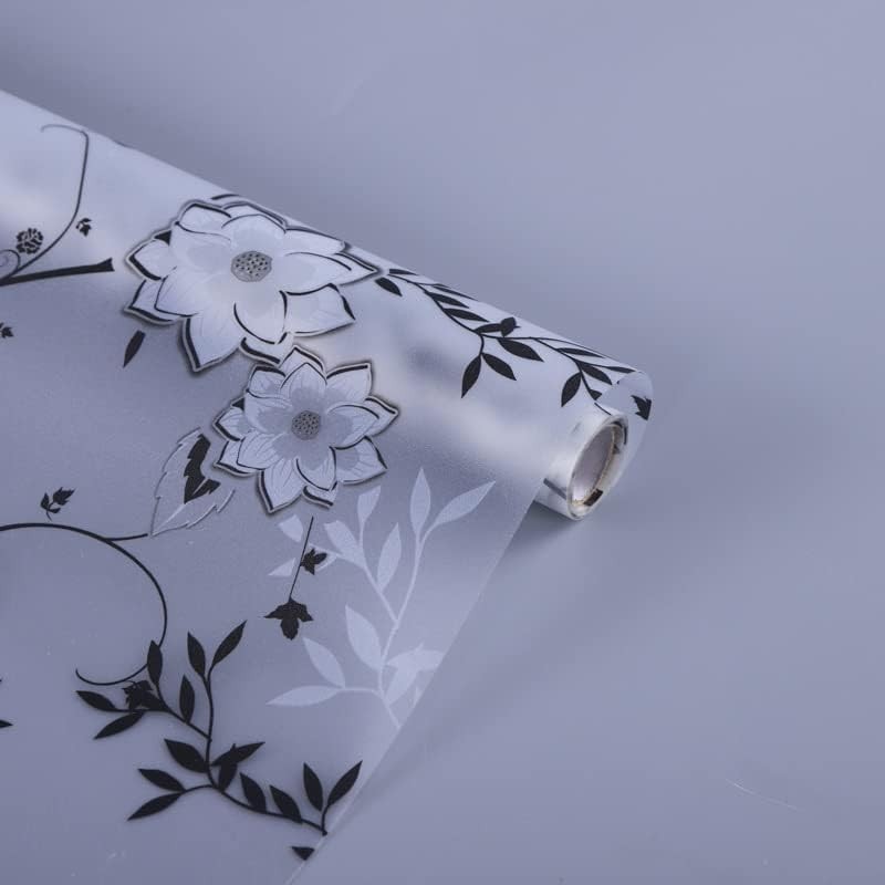 Window Privacy Film for Glass, Floral Removable Static Film, 17.5×78.7 Inch