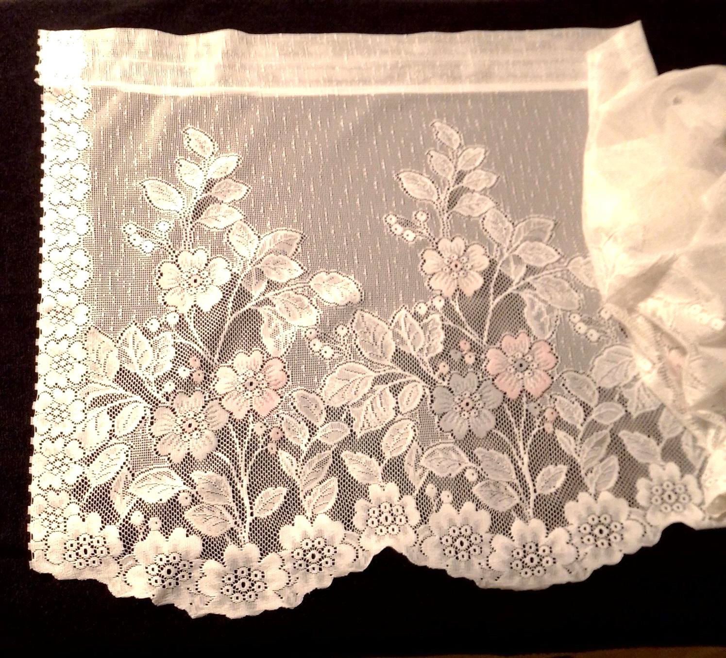 Lace Curtain 78 X 21 in Pastel Floral Print Country Victorian Privacy B3-2011