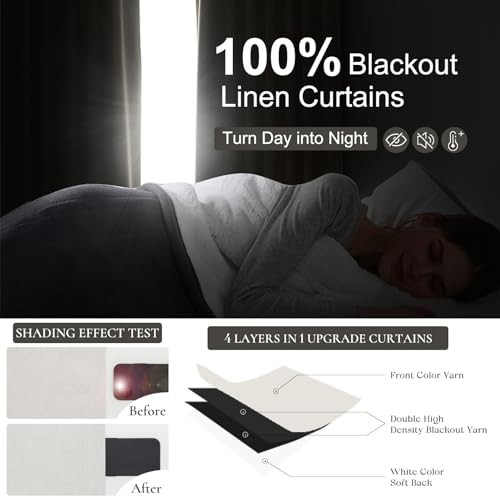 Neutral 10 ft Blackout Curtains 120 Inches 40″W x 120″L (Pack of 2) Birch