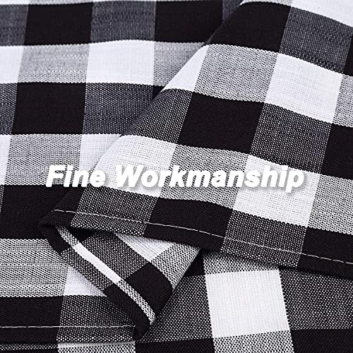 Buffalo Plaid Gingham Half Window Cafe Tier Curtains, Tiers丨36″L Black/White