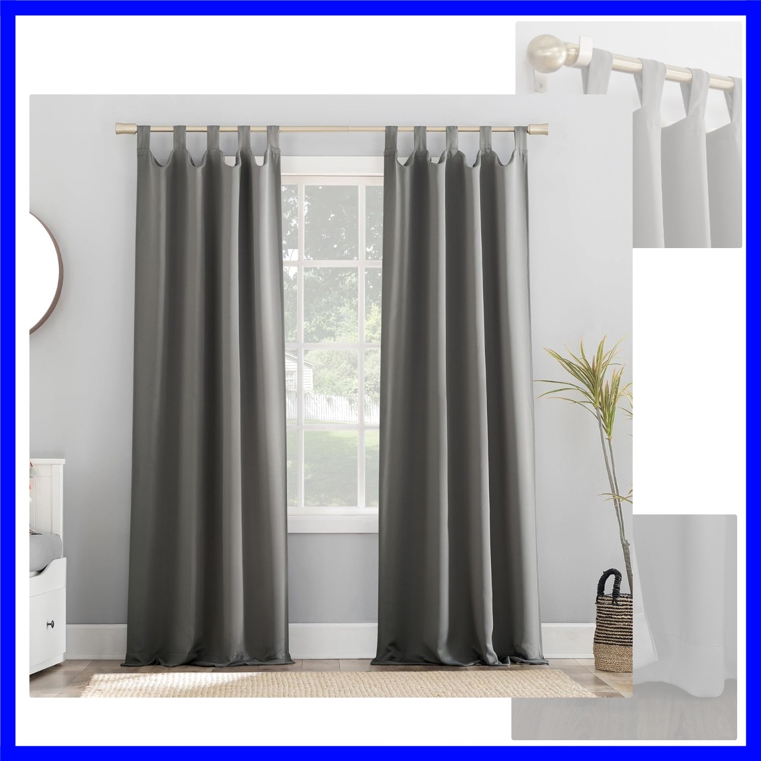 Easton Energy Saving Blackout Tab Top Curtain Panel, 40″ x 63″, Gray