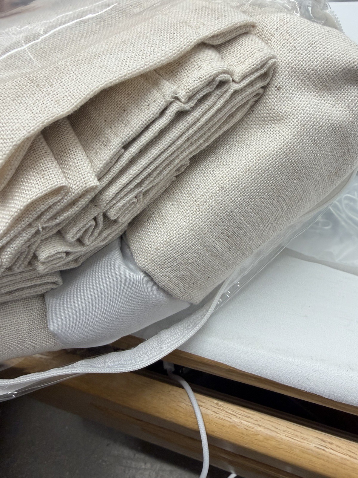 Pinch Pleated 100% Blackout Linen Blend Curtains Lined , Birch Color 40”W X 84”L