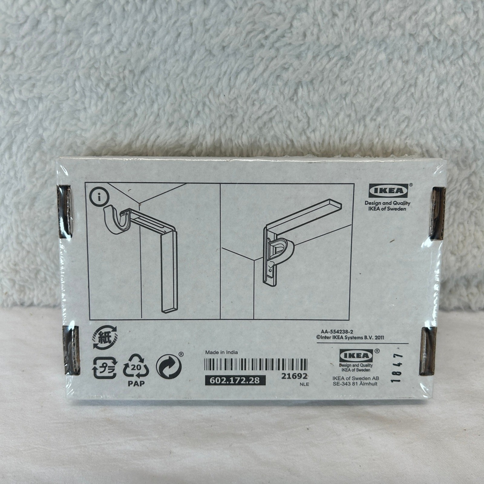 IKEA BETYDLIG Wall Ceiling Curtain Rod Bracket Black 602.172.28 New Sealed