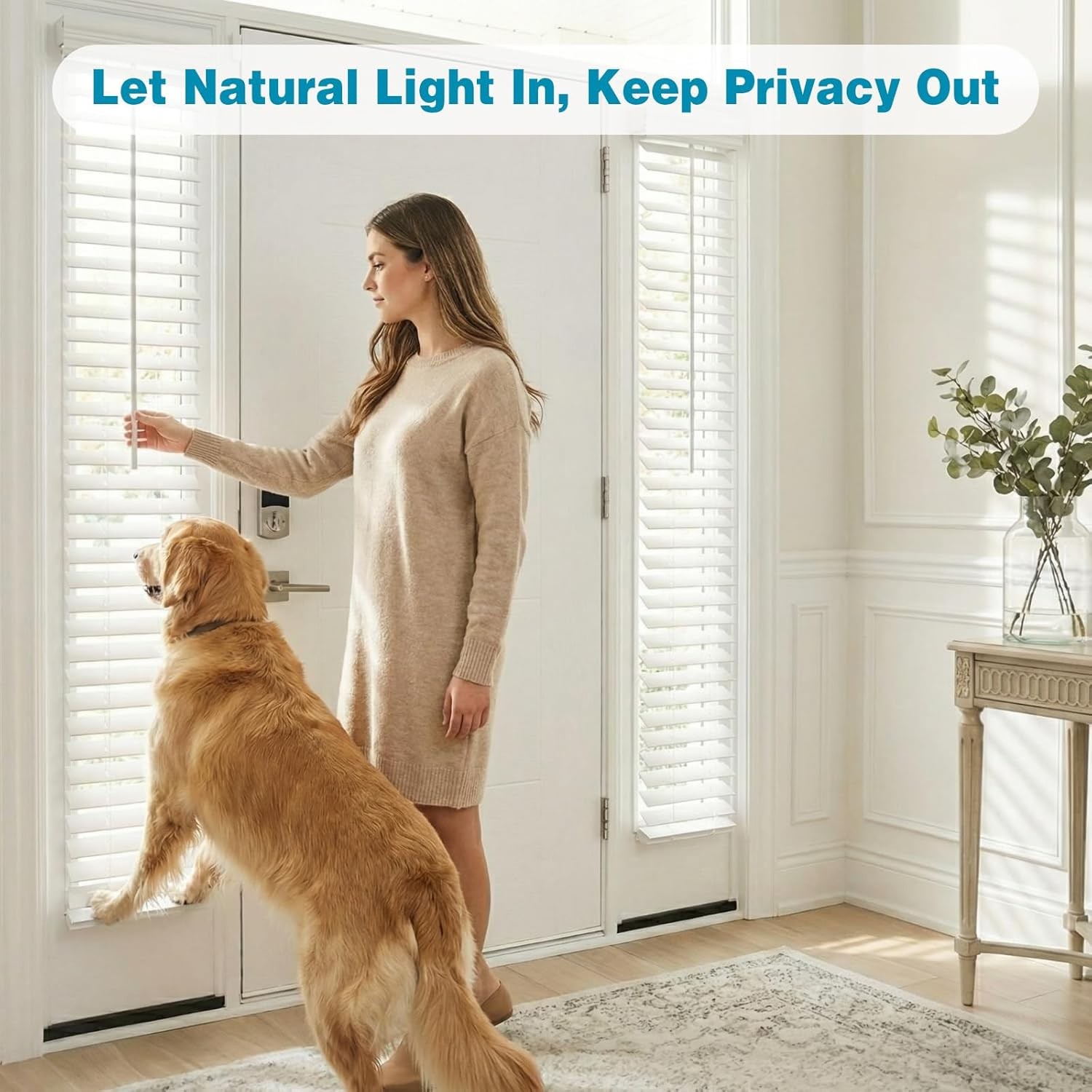 DoubleFill 2 Pack 8.5x72in Cordless Sidelight Blinds 2in White Faux Wood Door