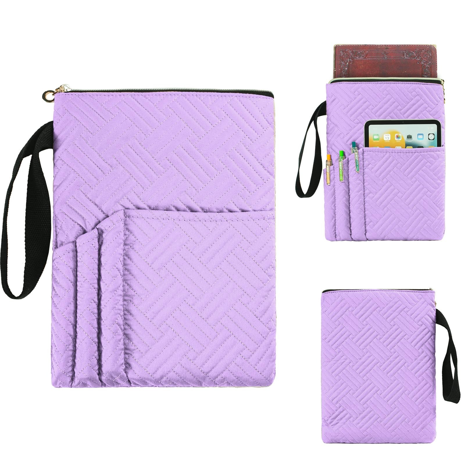 APLUFINE Book Sleeve With Zipper, 11″X9″ Padded Protector, Purple