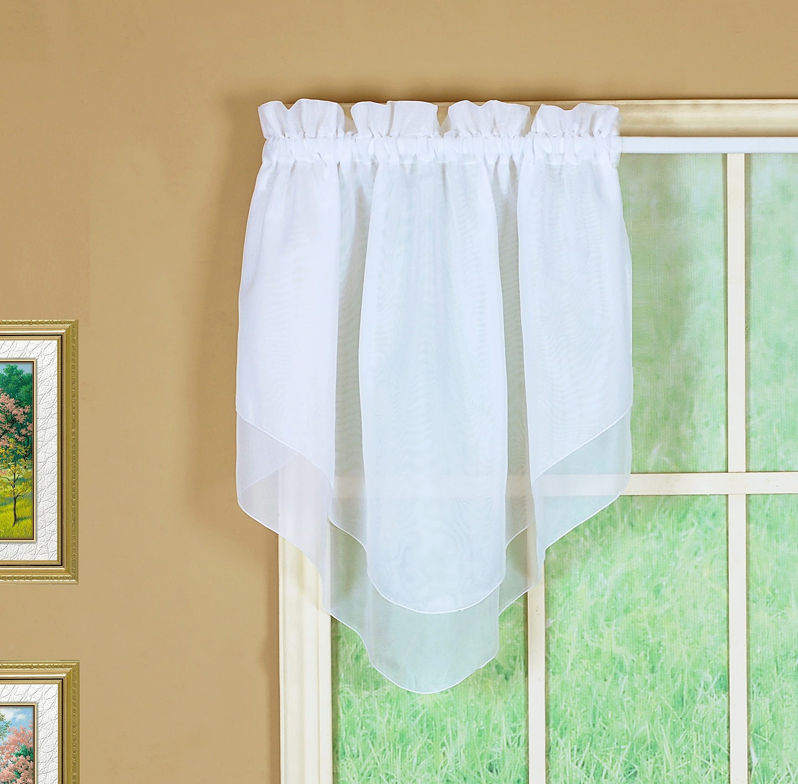 Emelia Premium Voile Sheer Curtain 40 x 25 Inch White Luxury Soft 100 Polyester
