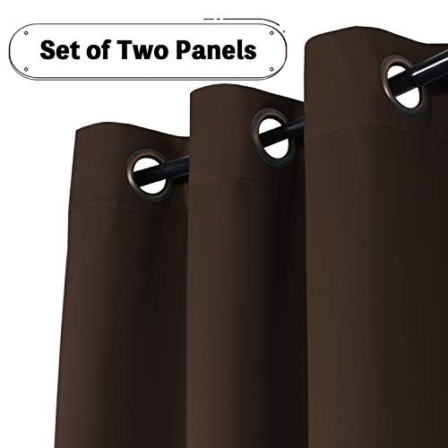 Blackout Curtains Panels, Thermal Insulated 52″W x 96″L (Pack of 2) Seal Brown