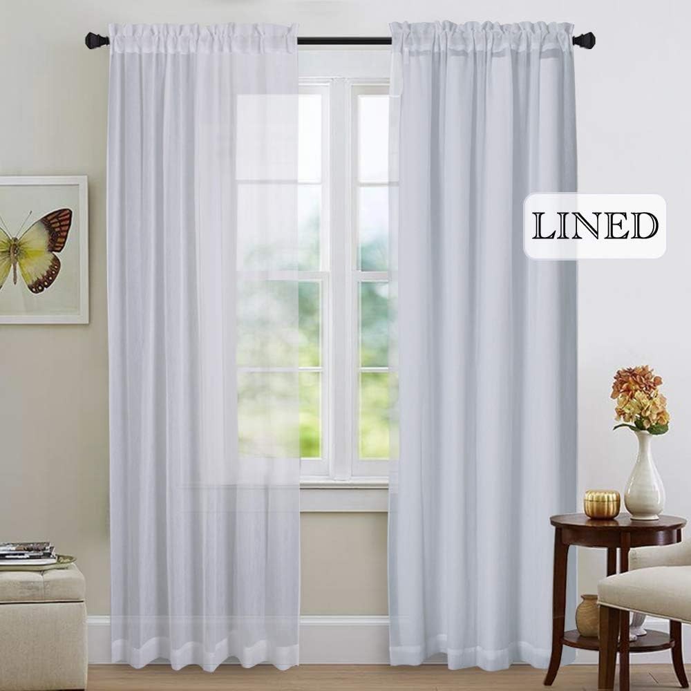 White Blackout Curtain Liners for Window – Noise Reducing Light Blocking Liner