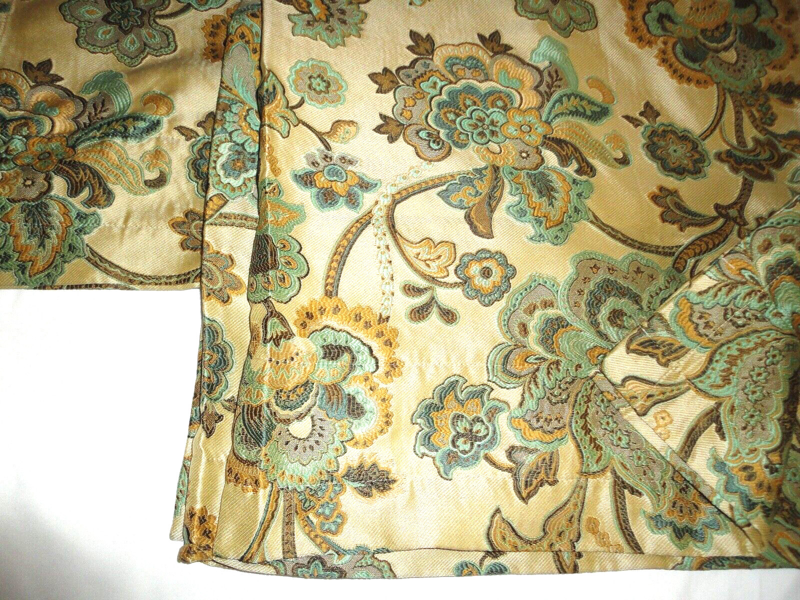 CHRIS MADDEN TURQUOISE GOLD BROWN (PAIR) UNLINED PANELS W/TIEBACKS 42 X 84