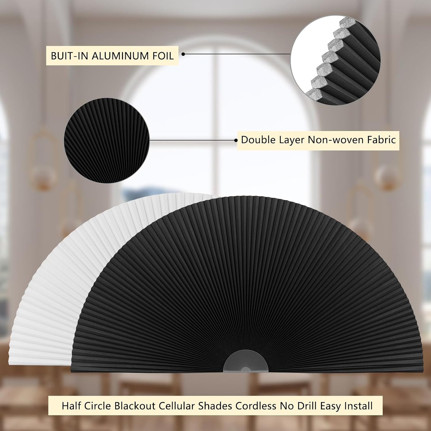 Arch Window Shade Blackout Cellular Shades Half Circle Moon Small Window