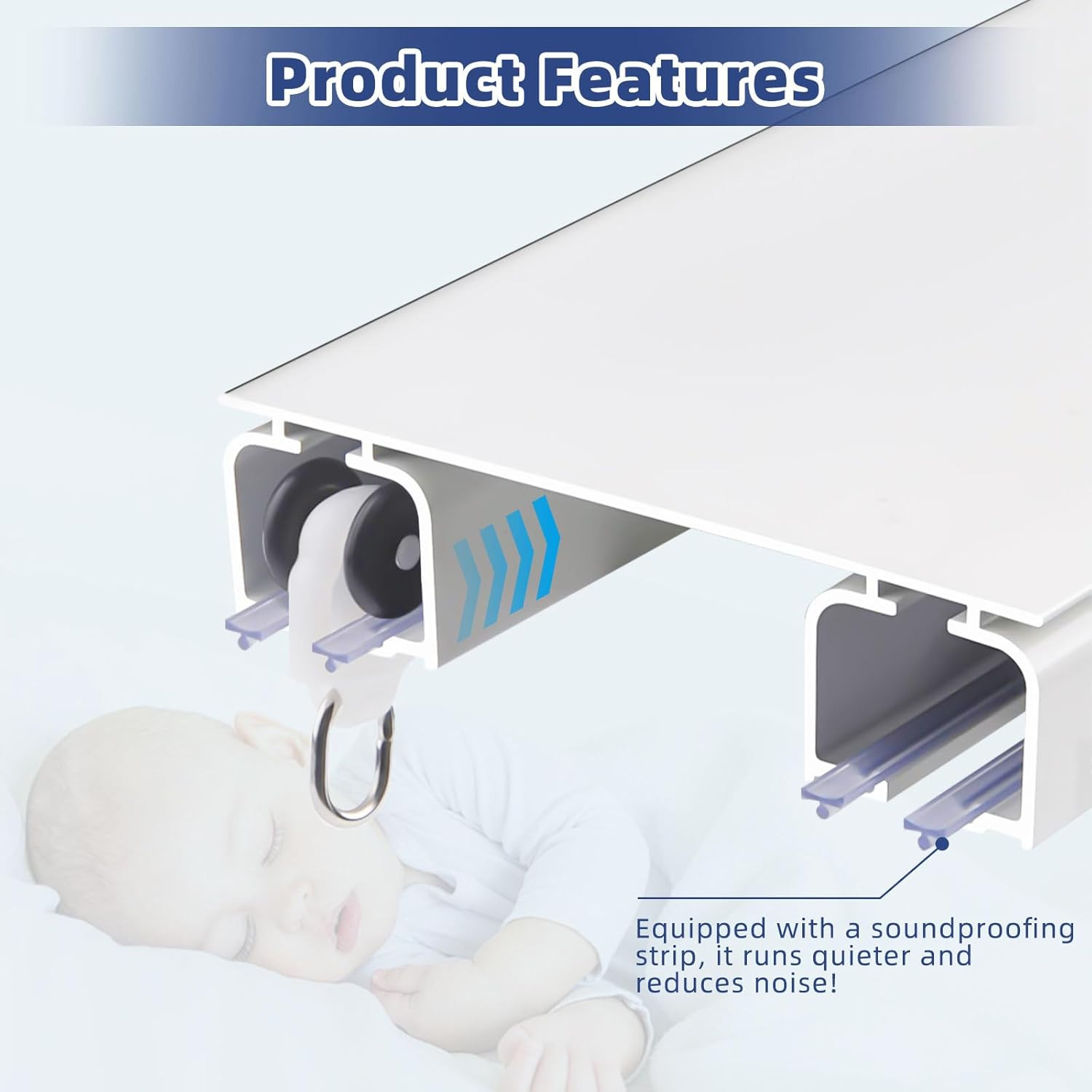 Silent Double Curtain Track Ceiling Mount White Track Curtain Rail Set Heavy Dut