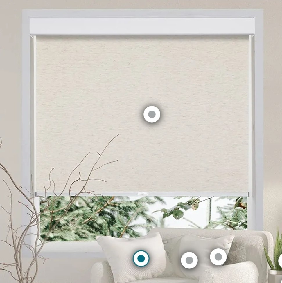 Freestop Cordless Roller Shades For Windows, Cream, 24″w X 72″h Natural Woven