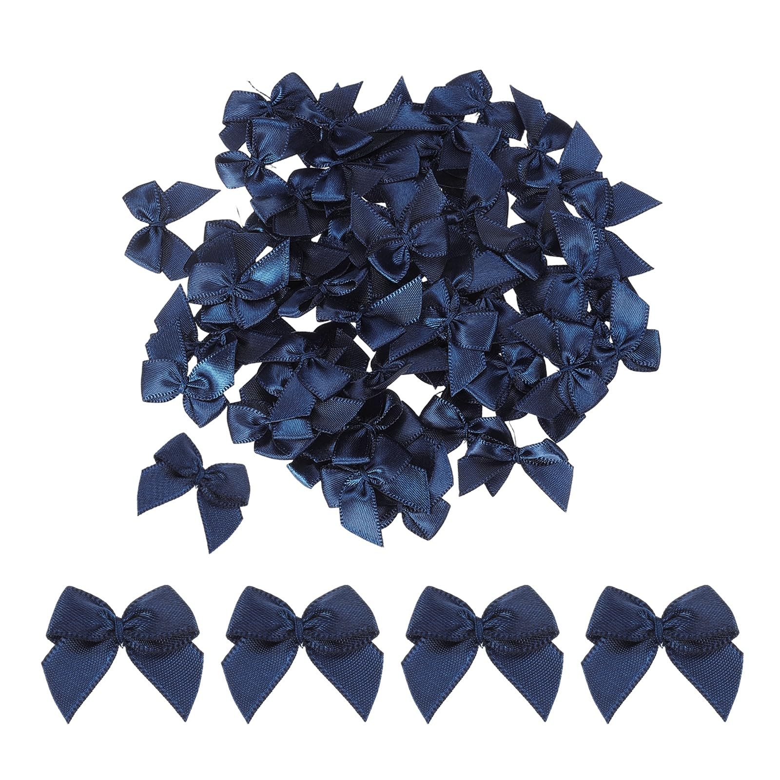 50 Pcs Mini Ribbon Bow 1 Inch Fabric Satin Ribbon Flower Bows Craft Sewing