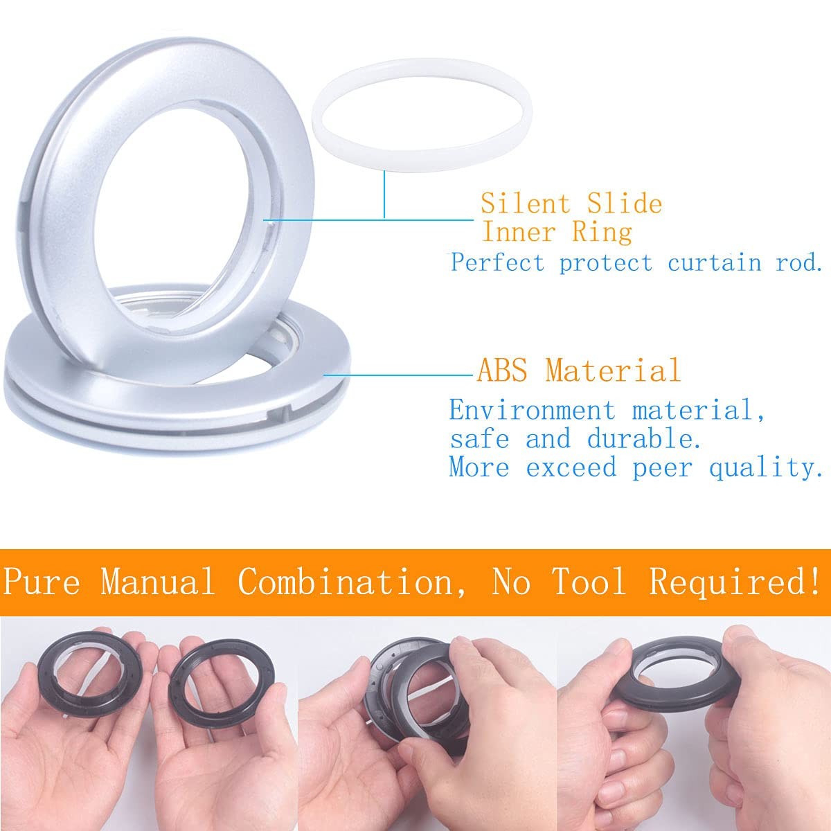 32 Pack Curtain Grommet, Inner Diameter 1-9/16″(40mm) Curtain Eyelet Rings Ro…