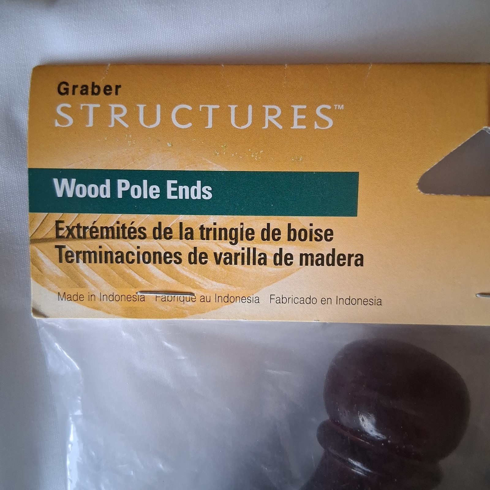 Graber Decorative Wood Pole Ends – Cherry Finish – Use With Graber 1-3/8″ NEW