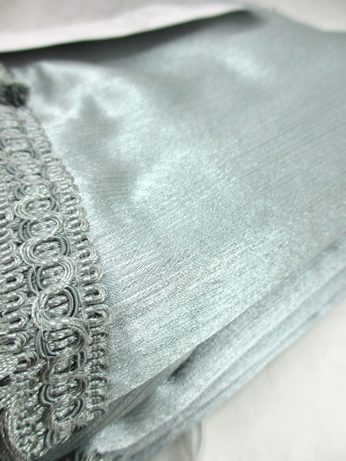 Hilton Window Scarf Valance Curtain Green Slub Satin Faux Silk Drape Fringe NEW