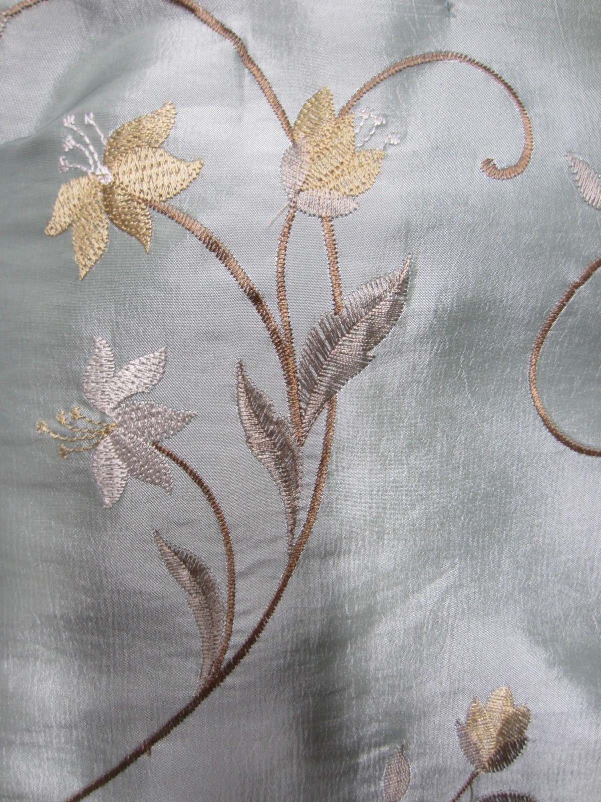 Single Poly SILK Pale Teal Embroidered Austrian Gathered Tassels Valance 56″W