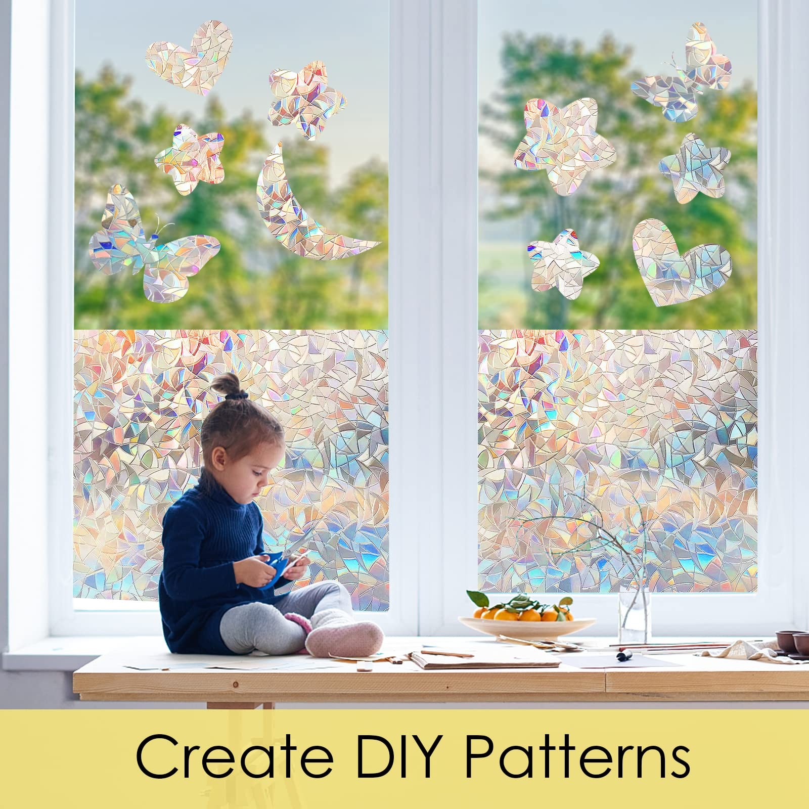 STATINT Stained Glass Window Privacy Film,UV Blocking Window Clings,Rainbow S…