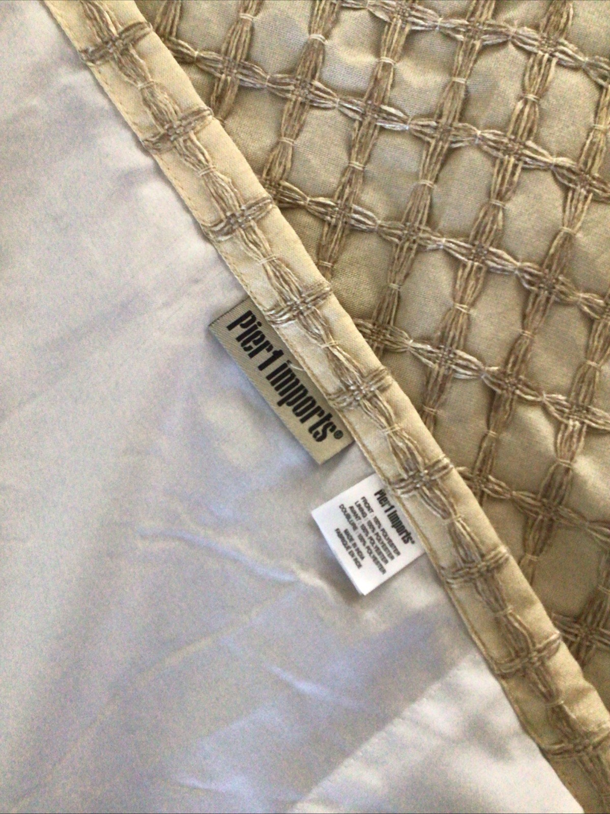 Pier 1 Jute Waffle Panel Set Textured Lined Window Curtain Panels 82 x 48