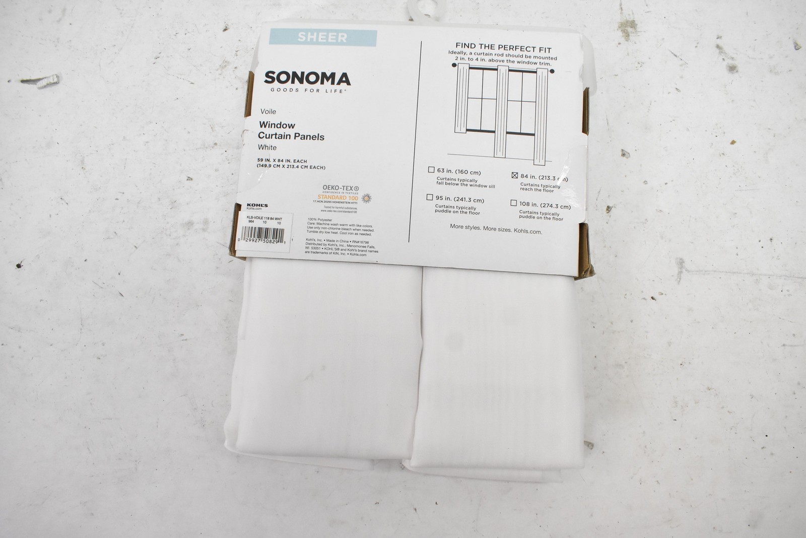 SONOMA Panels 2 Pack 59×84 Made To Measure White Rod Pocket Polyester Sheer