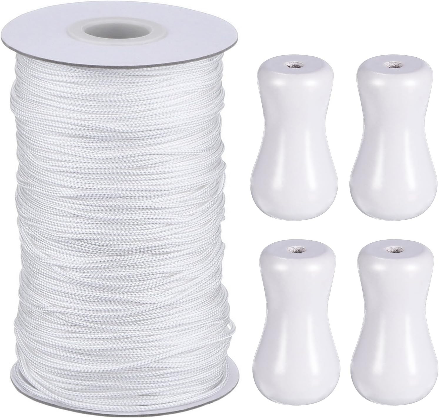 55 Yards Blind Cord 1.8 Mm Braided Lift Shade Cord with 4 Pieces Wood Pendant Cu
