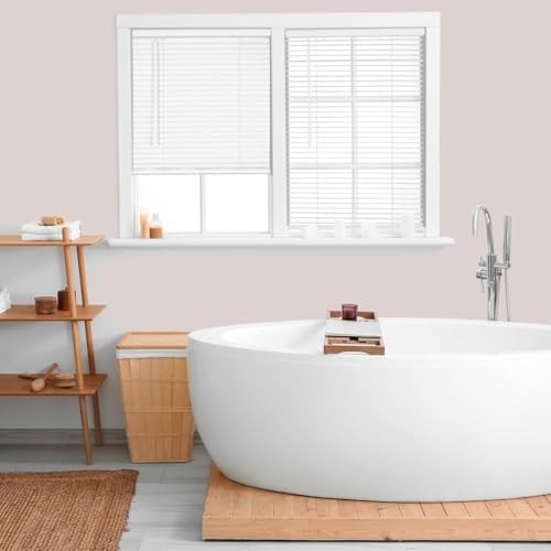 Room Darkening Vinyl Mini Blinds Cordless 1 Inch Slat 22.5 x 48 White Inside