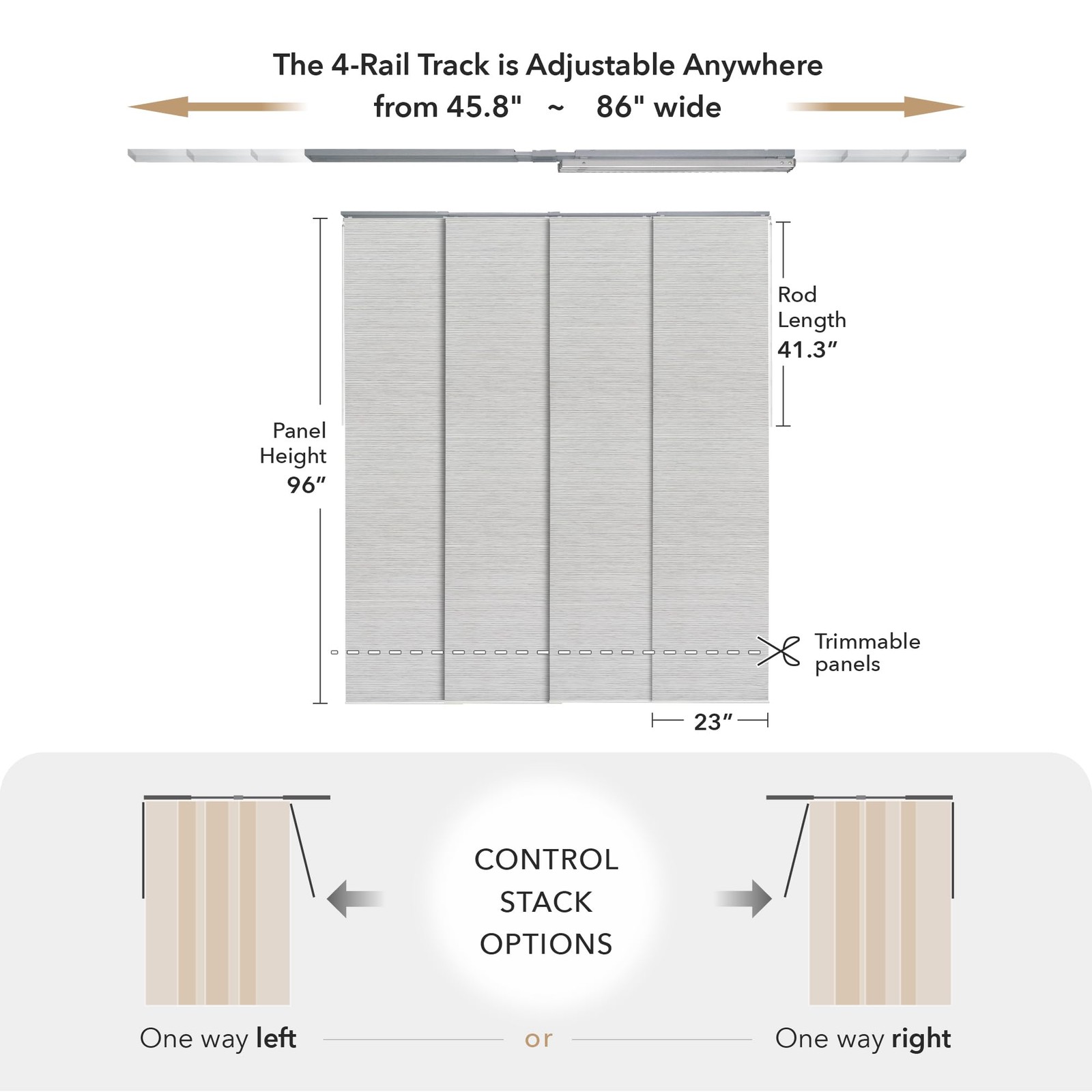 GoDear Design Adjustable Vertical Blinds for Patio Doors, Panel Track Blinds…