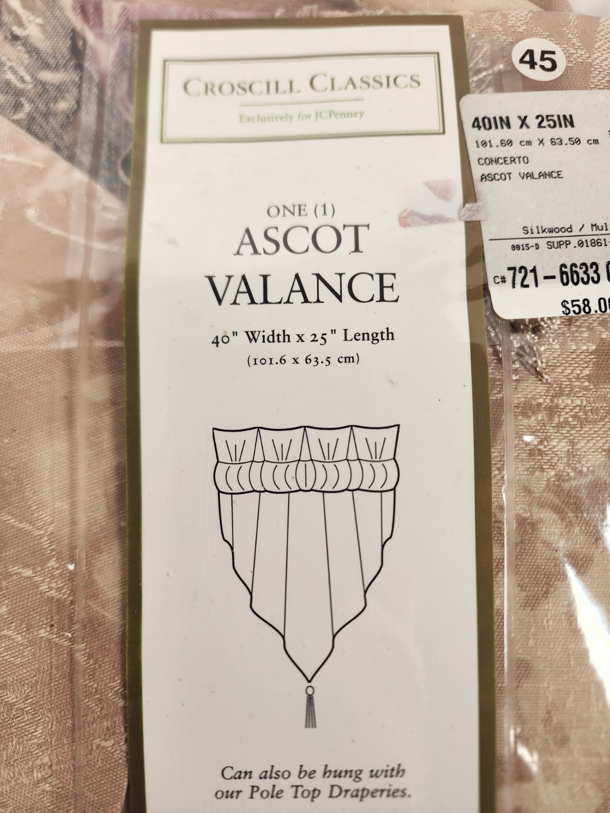 Croscill Classics Ascot Valance Concerto 40″x25″ Style 9322 Curtain Tassel NEW