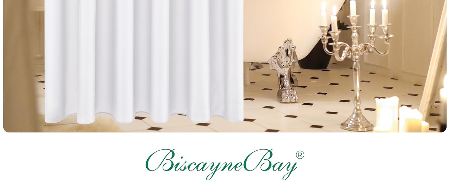 Hotel Quality Fabric Shower Curtain Liners 72″ X 72″, White Water Resistant