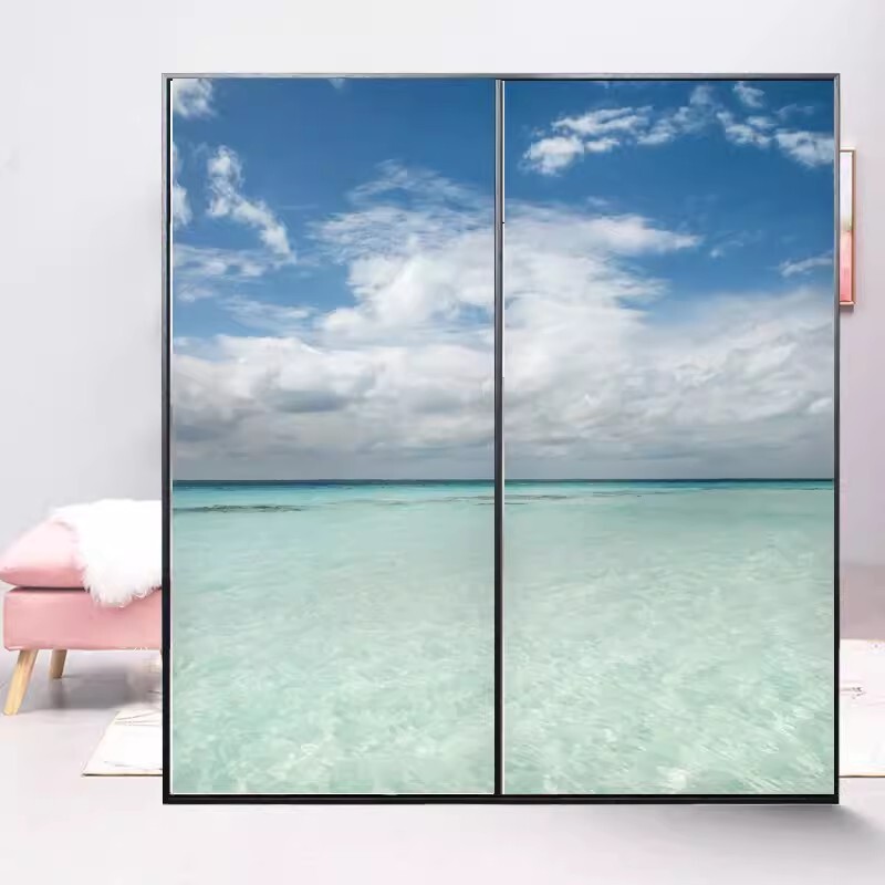 Beach Static Cling Privacy Frosted Stained Window Film Opaque Glass Sticker