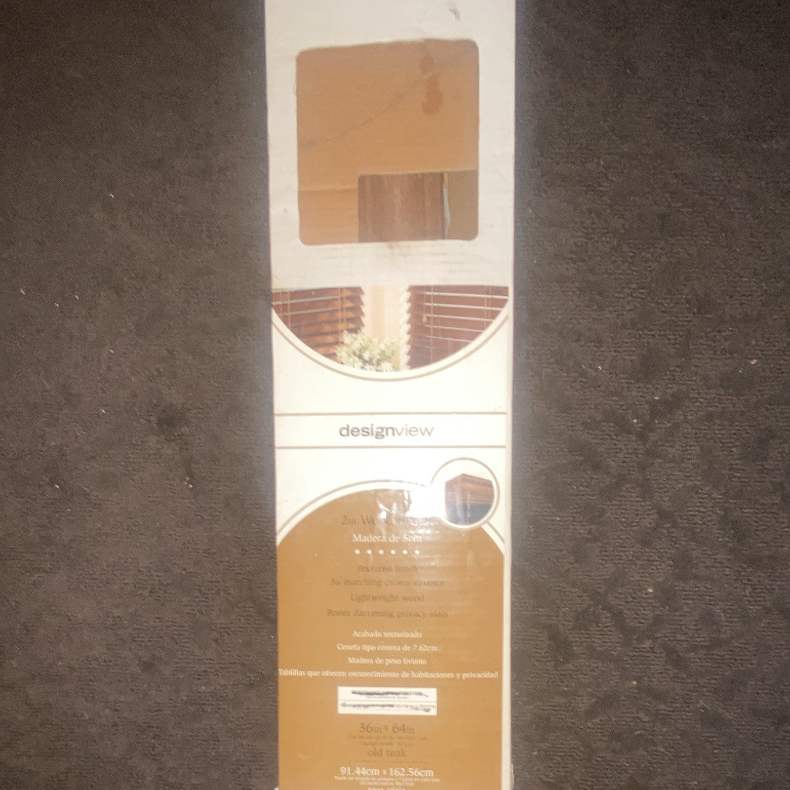 designview 2in Wood Blinds 36×64 Old Teak Textured, Room Darkening Valance