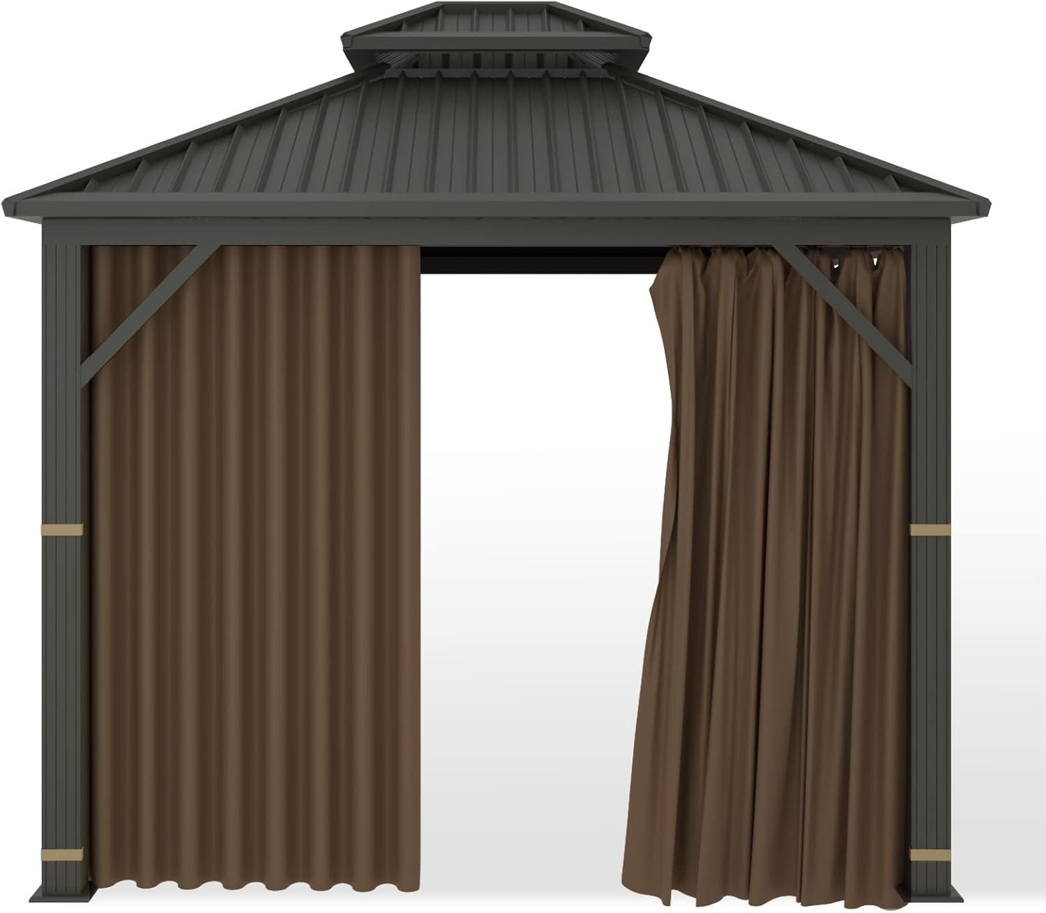 10×10 Brown Waterproof UV-Resistant Gazebo Privacy Curtain with Zipper