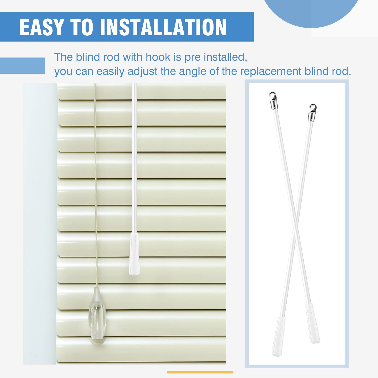 Bokon 2 Pieces White Fiberglass Blind Wand Vertical Blinds Stick Replacement …