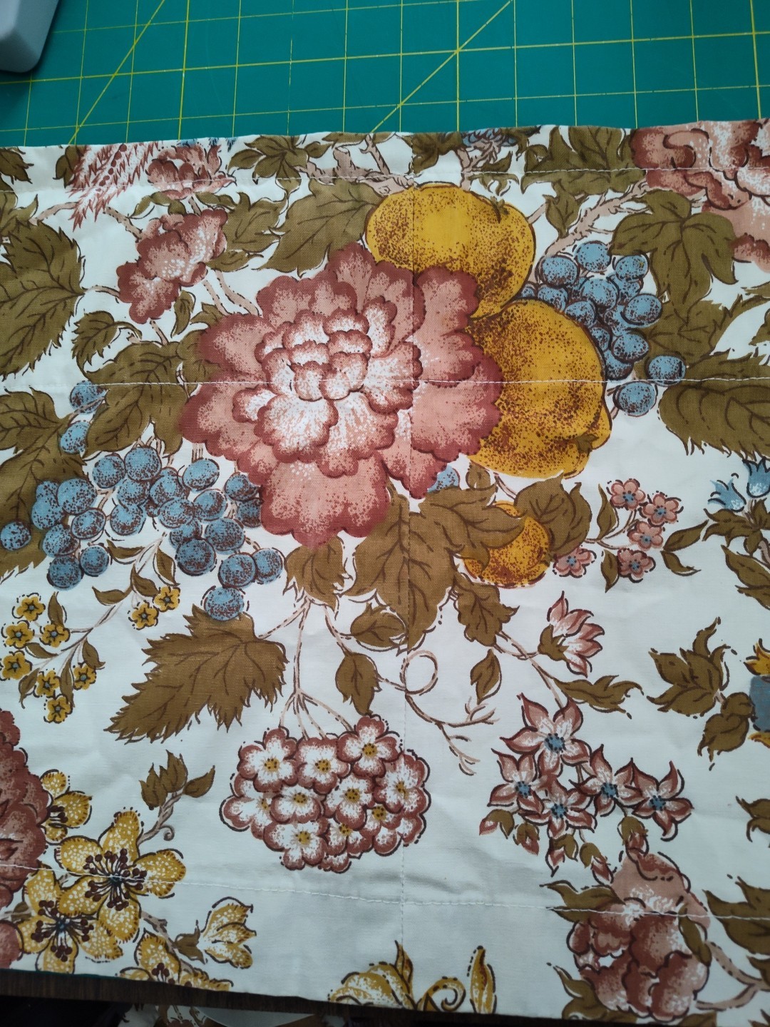Vintage Custom Made Lined Window Floral Bird Short Valance Curtain 124″ X 13.5″